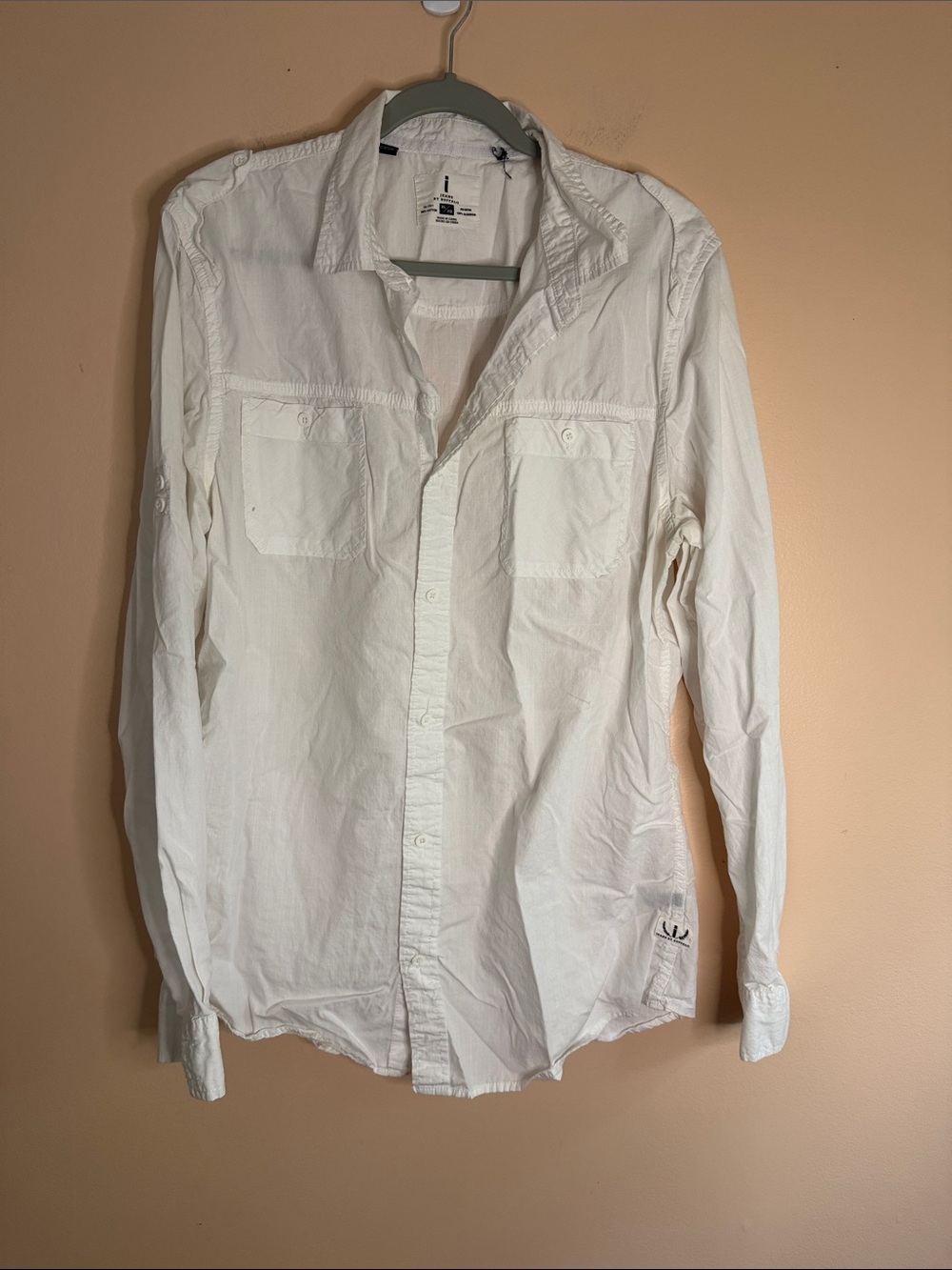 i jeans by Buffalo White Long-Sleeve Button-Down Shirt